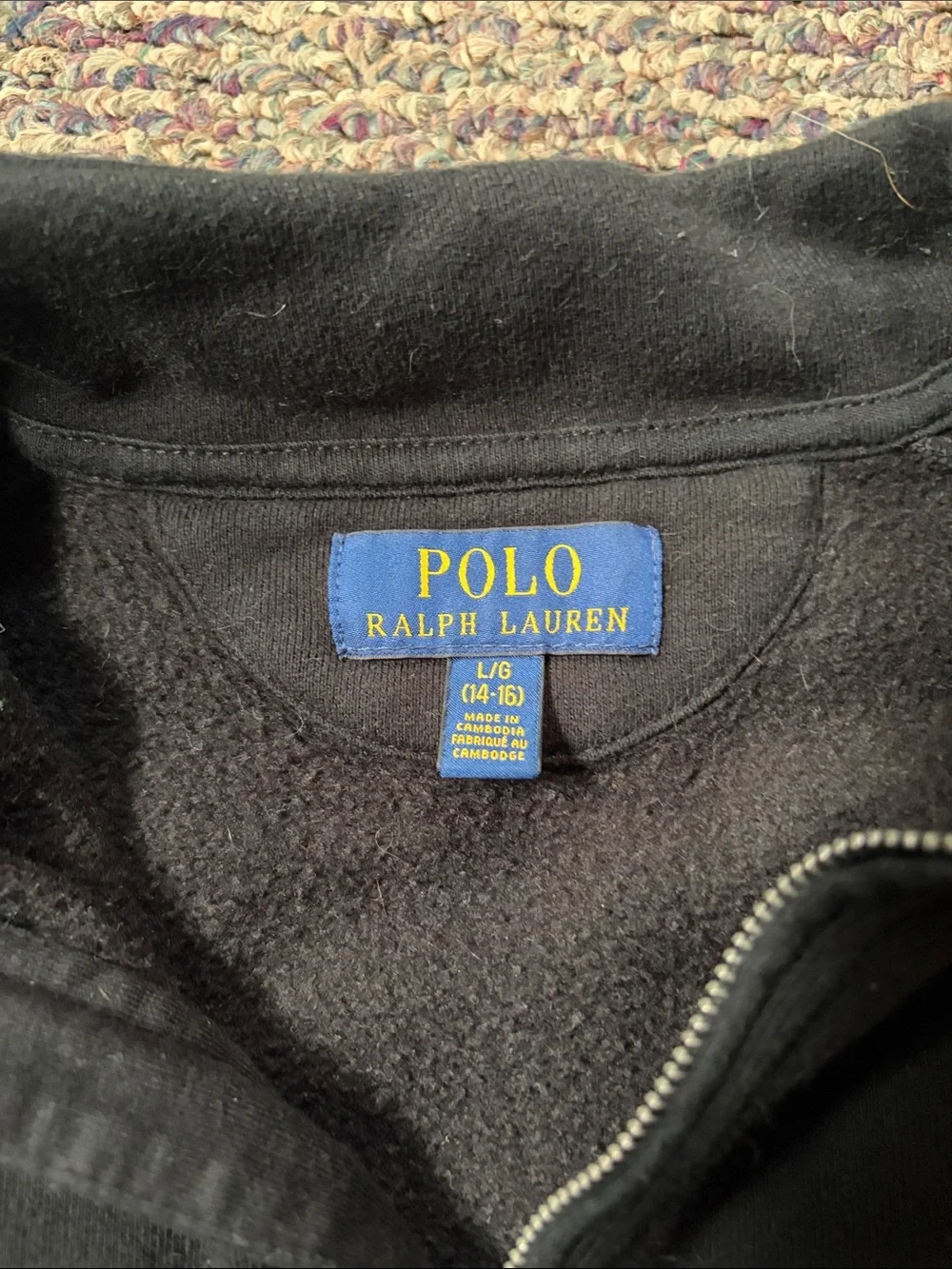 Ralph Lauren Boy’s Black Quarter-Zip Polo Big Pony Sweater